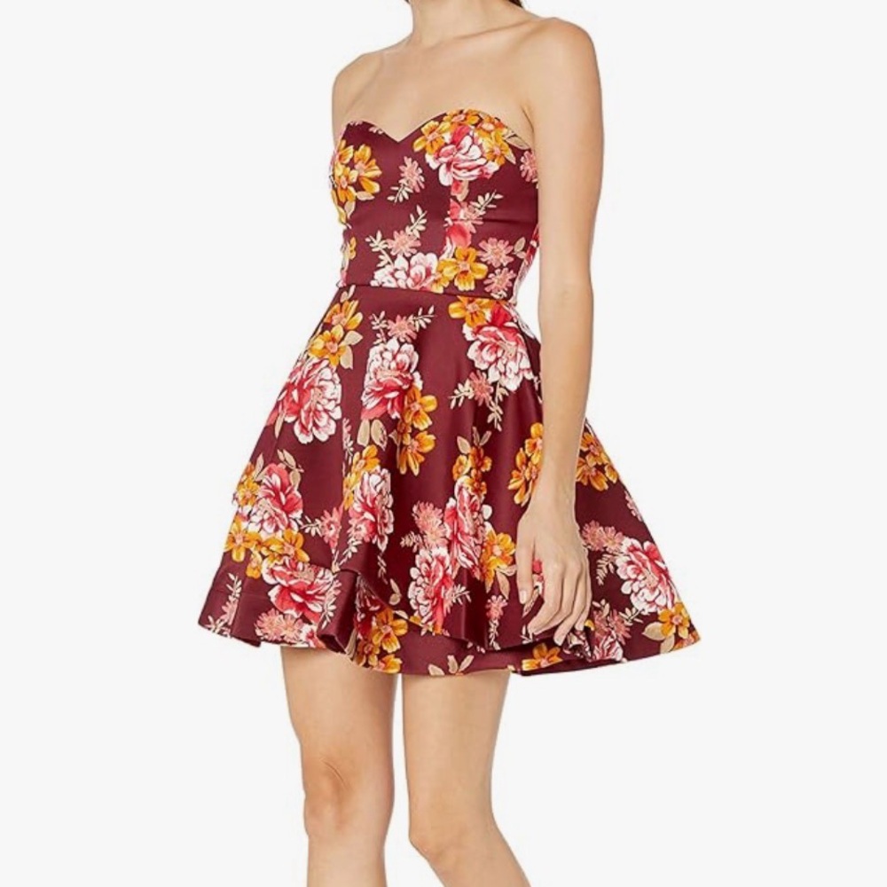 B Darling Strapless Floral Dress Sweetheart Neck Women’s Size 7/8